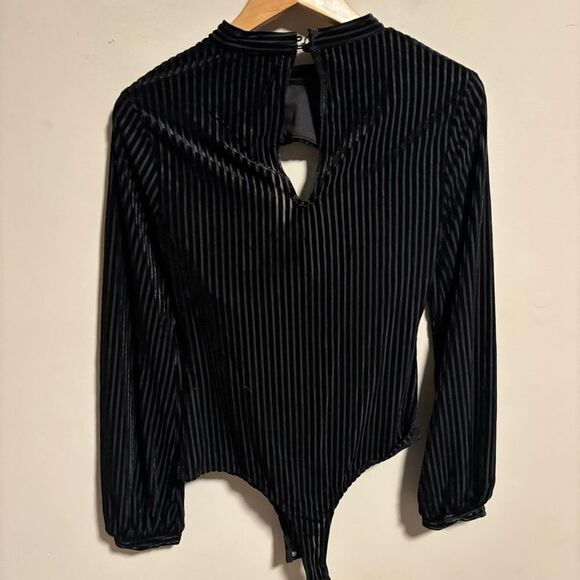 NWT Lulus Always Alluring Striped Velvet Cutout Bustier Bodysuit- Size Small - Picture 5 of 13